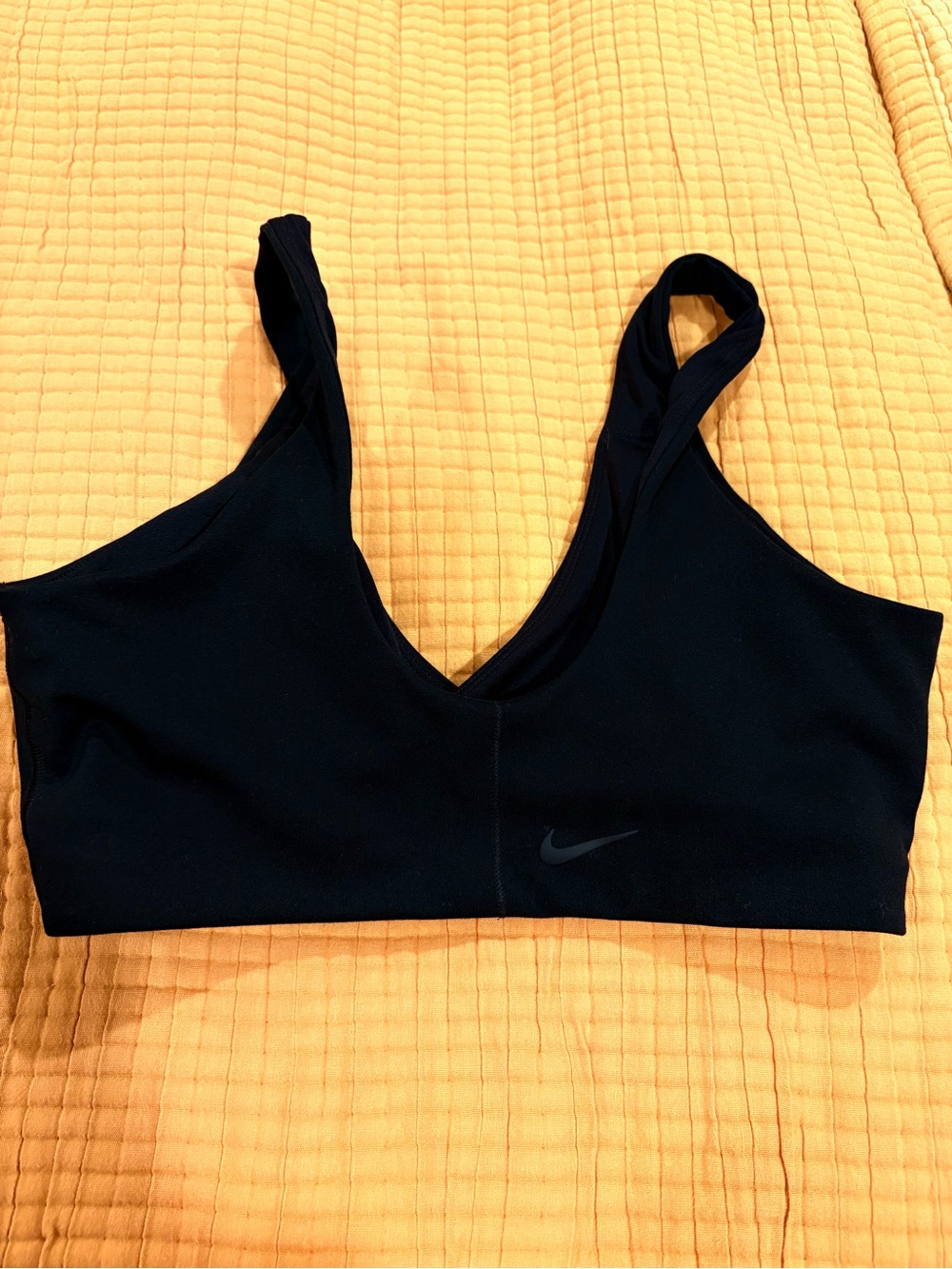 Nike Black V-Neck Sports Bra with Subtle Swoosh